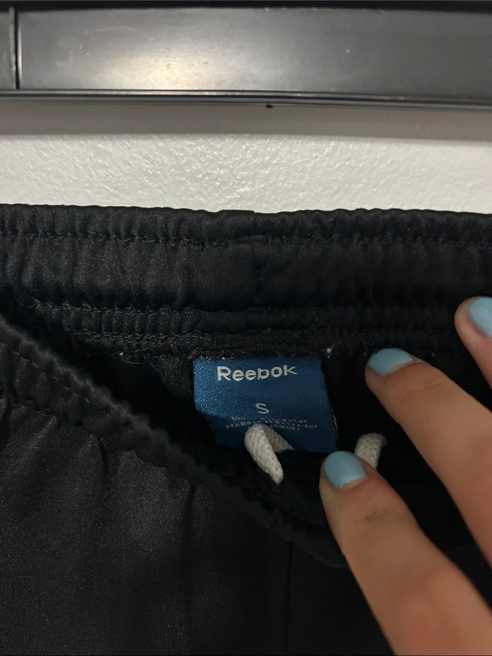 Reebok Black Athletic Shorts with White Piping
